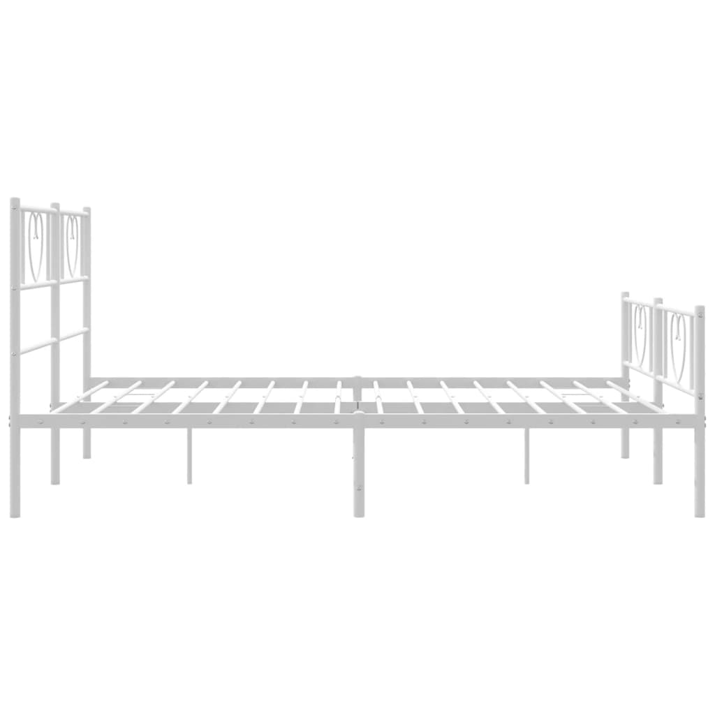 Metal Bed Frame without Mattress with Footboard White 140x190cm