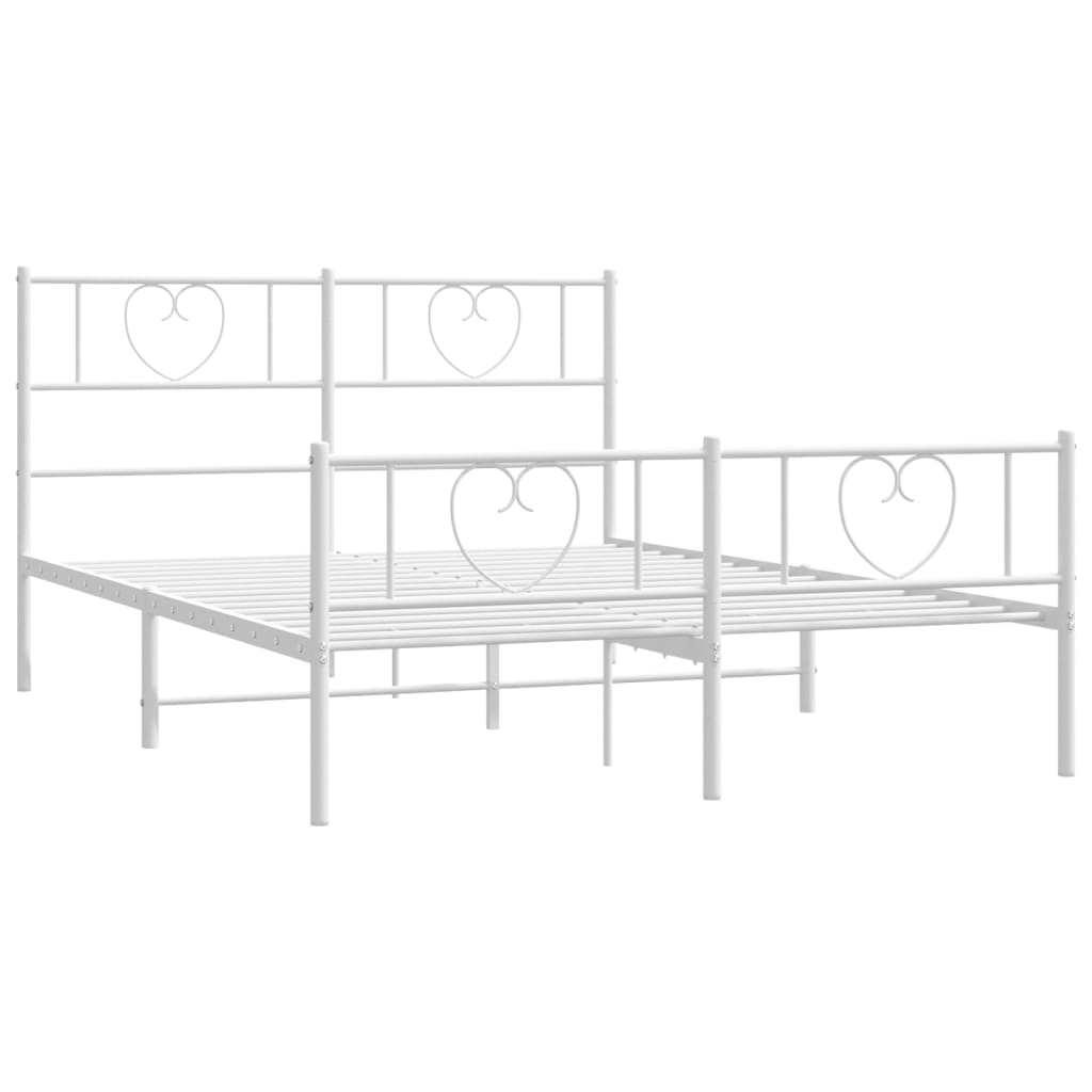 Metal Bed Frame without Mattress with Footboard White 140x200cm