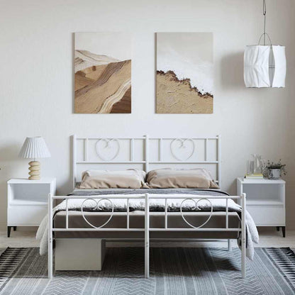 Metal Bed Frame without Mattress with Footboard White 150x200cm