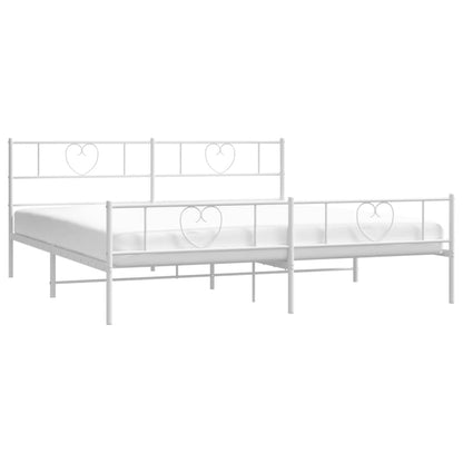 Metal Bed Frame without Mattress with Footboard White 180x200cm