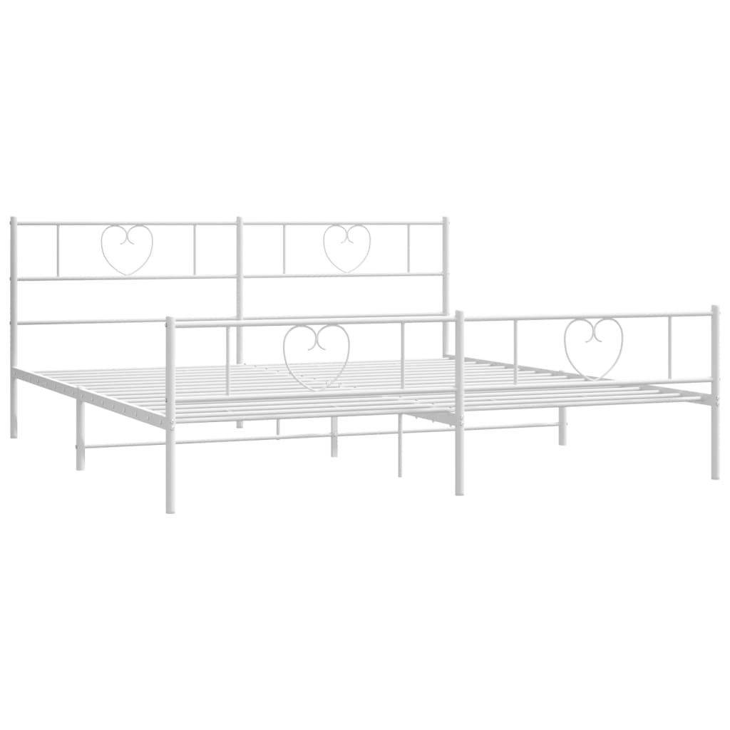 Metal Bed Frame without Mattress with Footboard White 180x200cm