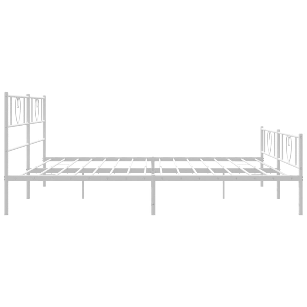Metal Bed Frame without Mattress with Footboard White 180x200cm