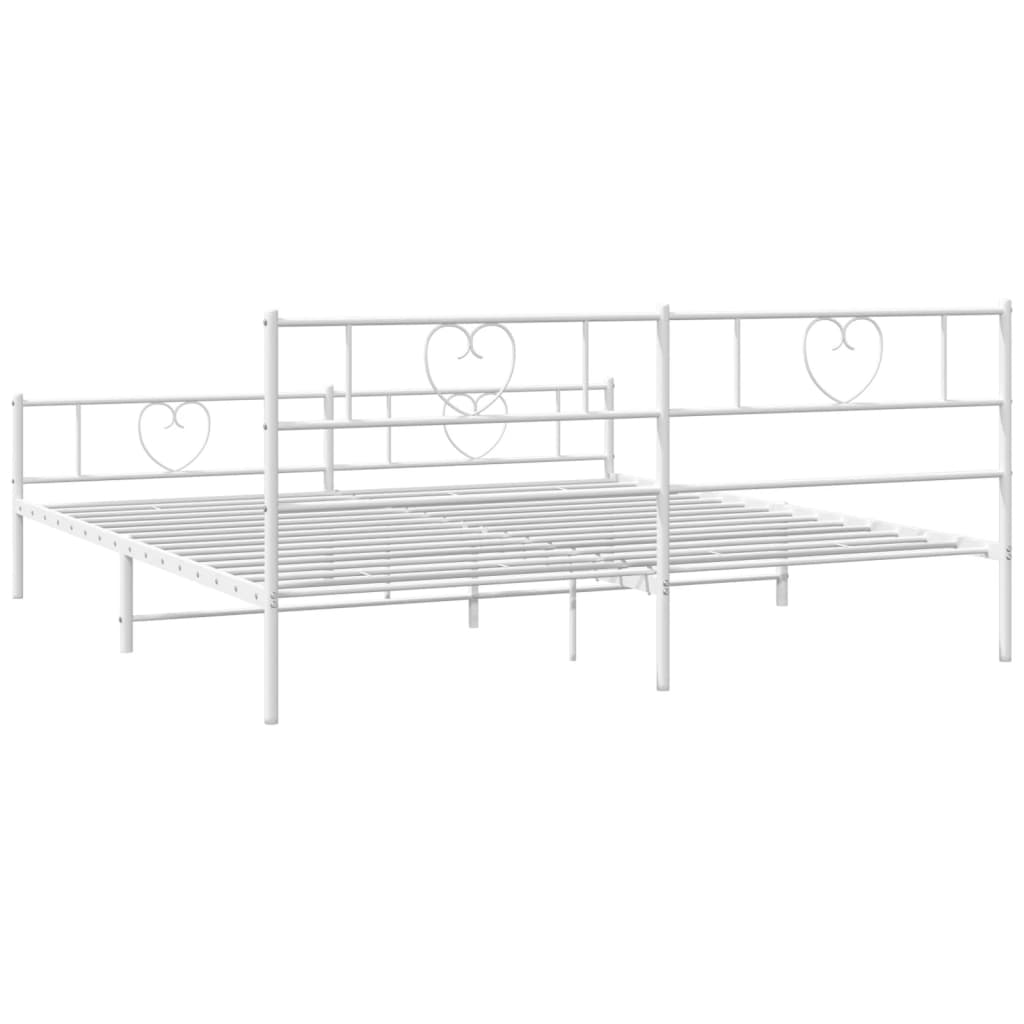 Metal Bed Frame without Mattress with Footboard White 180x200cm