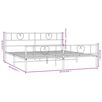 Metal Bed Frame without Mattress with Footboard White 180x200cm