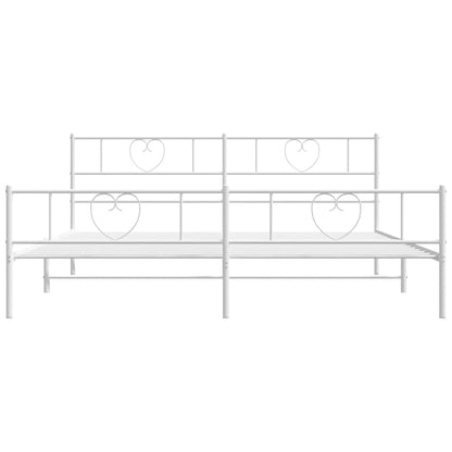 Metal Bed Frame without Mattress with Footboard White 193x203cm
