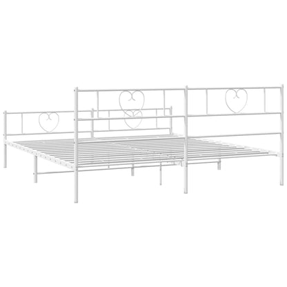 Metal Bed Frame without Mattress with Footboard White 193x203cm