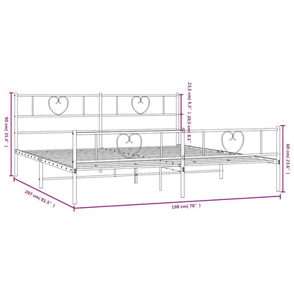 Metal Bed Frame without Mattress with Footboard White 193x203cm