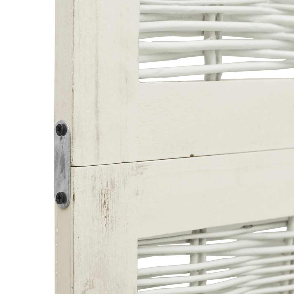 Room Divider 4 Panels White Solid Wood Paulownia