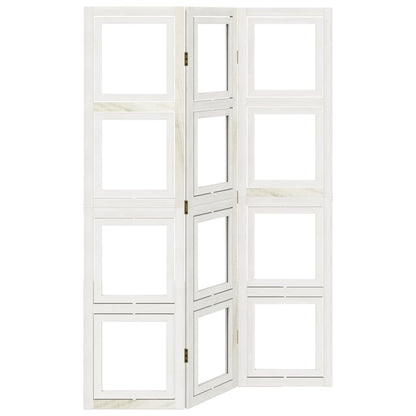 Room Divider 3 Panels White Solid Wood Paulownia