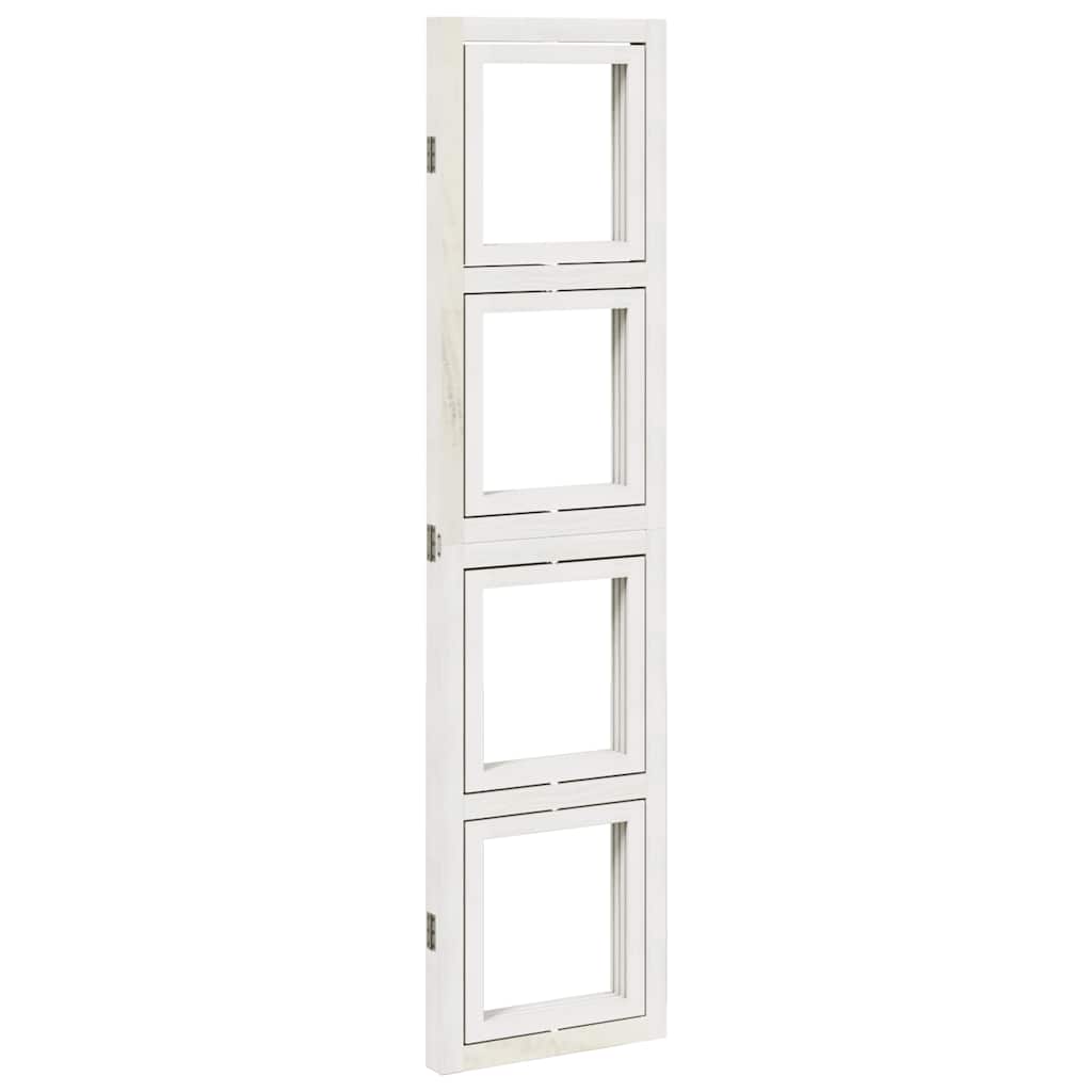 Room Divider 3 Panels White Solid Wood Paulownia