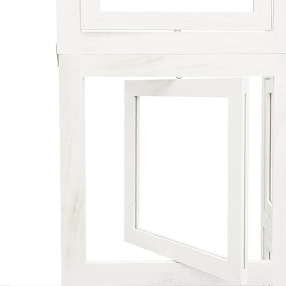 Room Divider 3 Panels White Solid Wood Paulownia