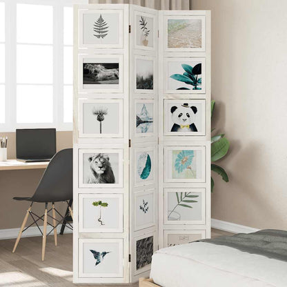 Room Divider 3 Panels White Solid Wood Paulownia