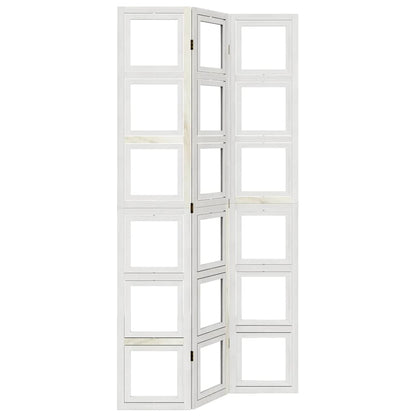 Room Divider 3 Panels White Solid Wood Paulownia