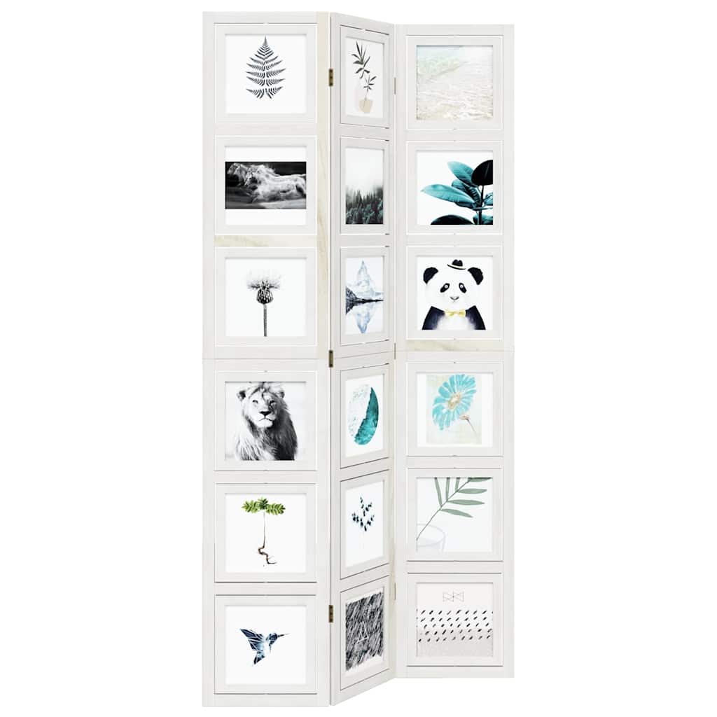 Room Divider 3 Panels White Solid Wood Paulownia