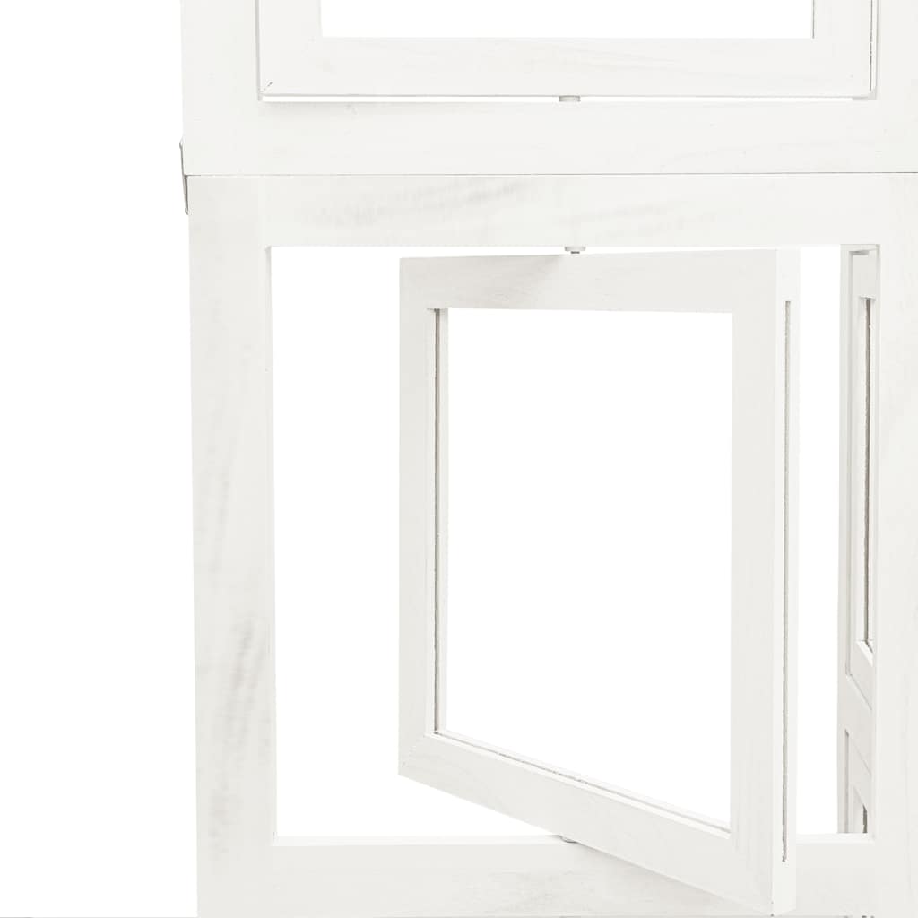 Room Divider 4 Panels White Solid Wood Paulownia