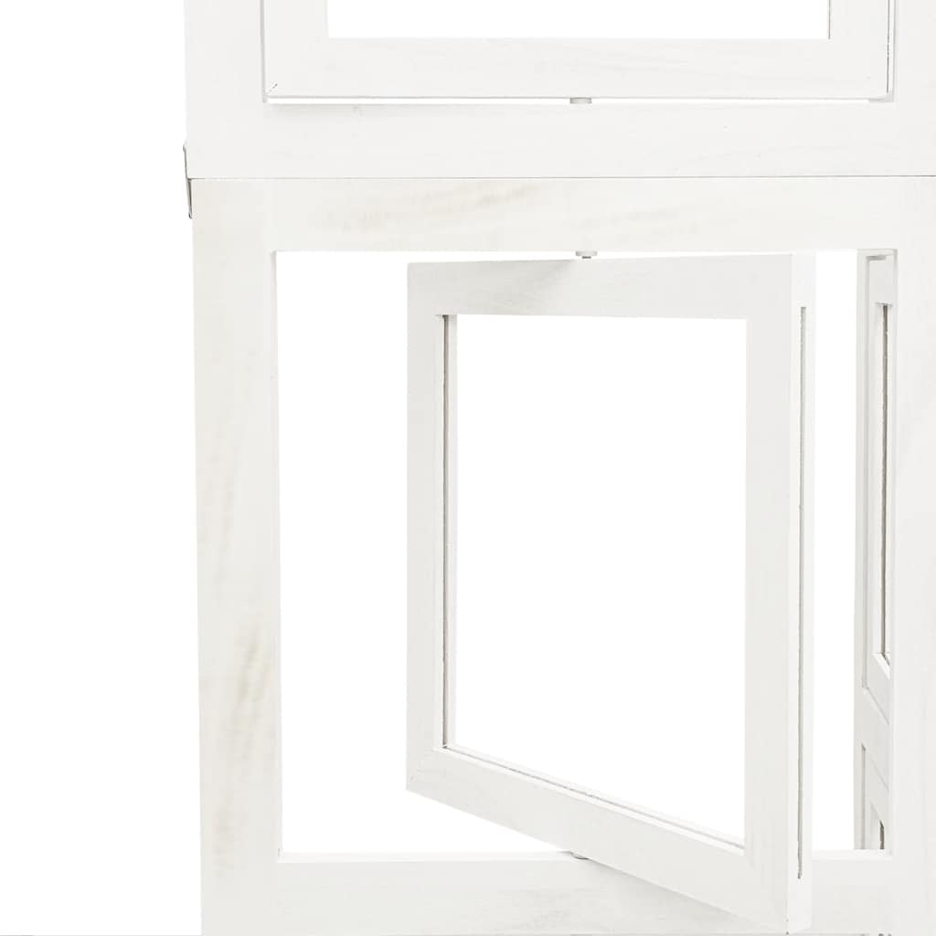 Room Divider 4 Panels White Solid Wood Paulownia