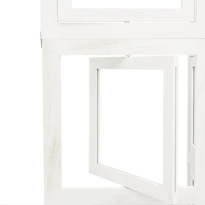 Room Divider 4 Panels White Solid Wood Paulownia