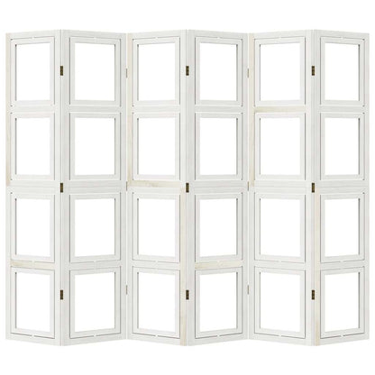 Room Divider 6 Panels White Solid Wood Paulownia