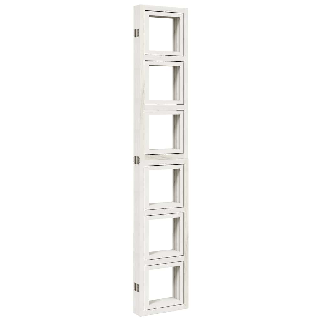 Room Divider 6 Panels White Solid Wood Paulownia