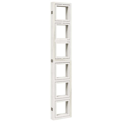 Room Divider 6 Panels White Solid Wood Paulownia