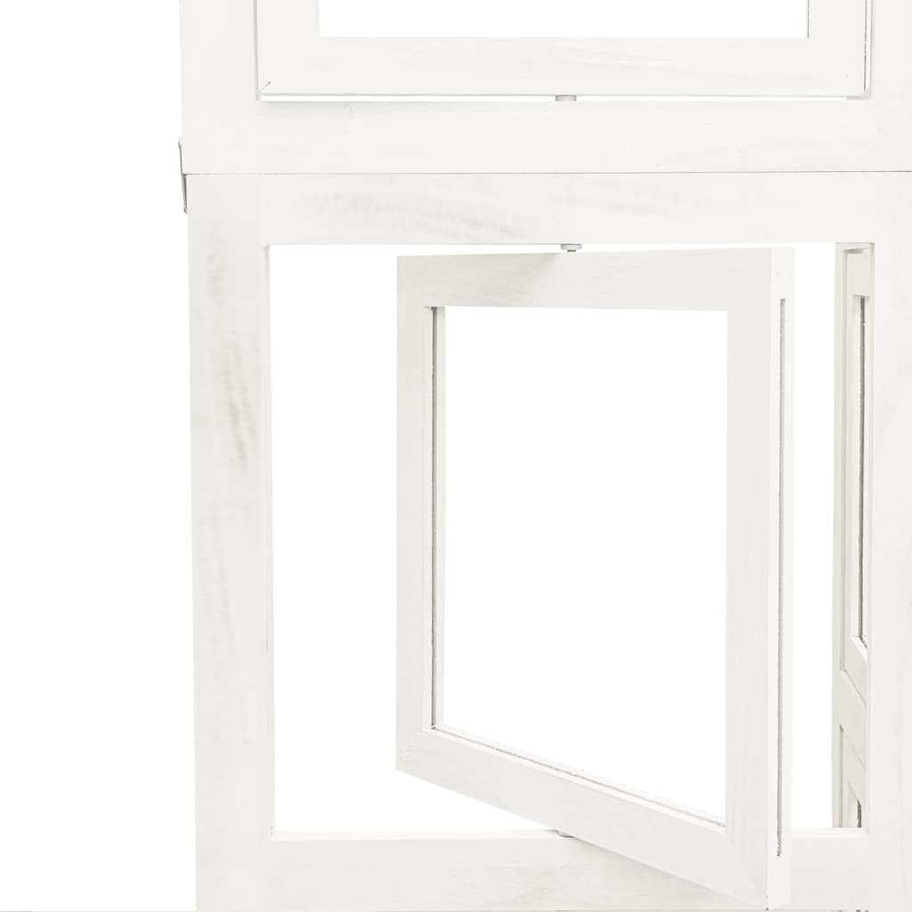 Room Divider 6 Panels White Solid Wood Paulownia