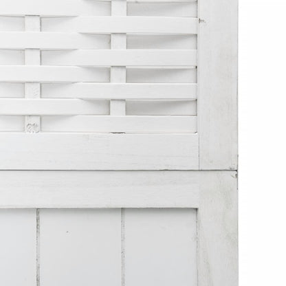 Room Divider 4 Panels White Solid Wood Paulownia