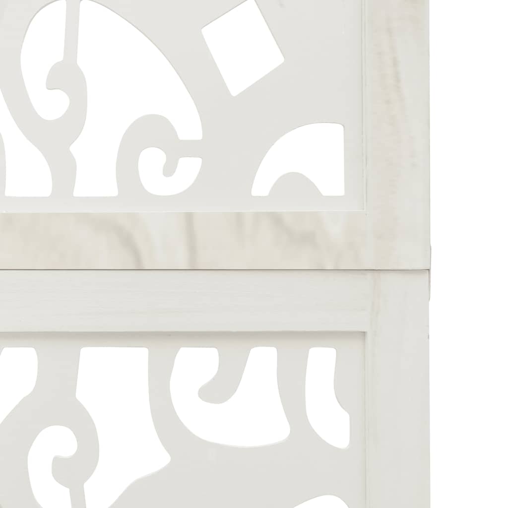 Room Divider 3 Panels White Solid Wood Paulownia