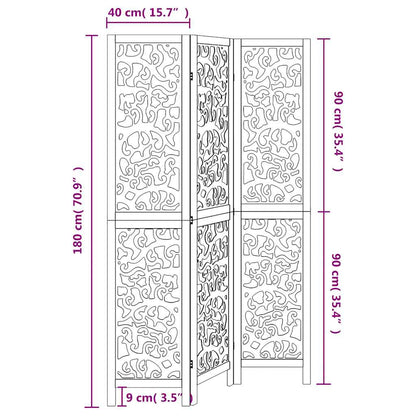 Room Divider 3 Panels White Solid Wood Paulownia