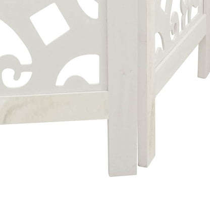 Room Divider 4 Panels White Solid Wood Paulownia