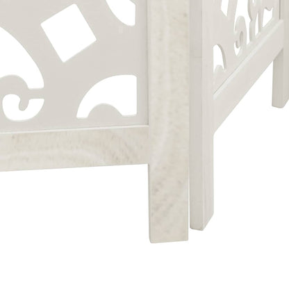 Room Divider 4 Panels White Solid Wood Paulownia