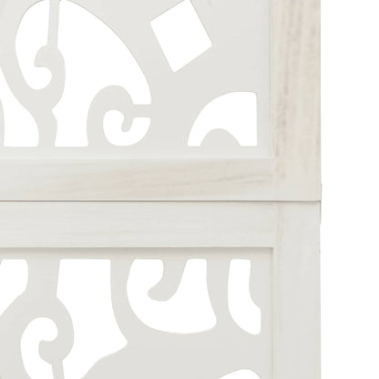 Room Divider 5 Panels White Solid Wood Paulownia