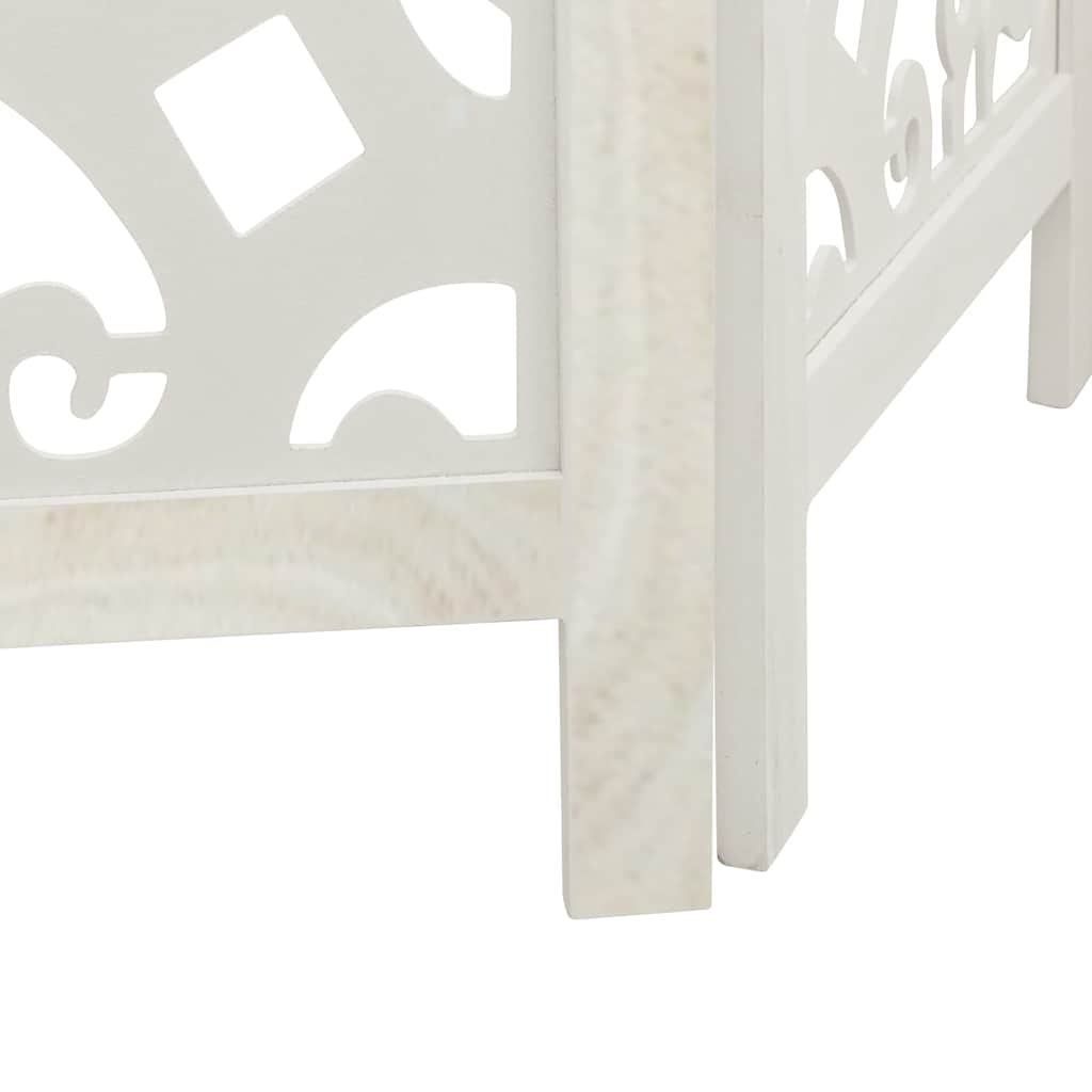 Room Divider 5 Panels White Solid Wood Paulownia