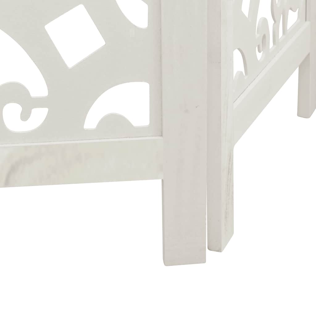 Room Divider 6 Panels White Solid Wood Paulownia