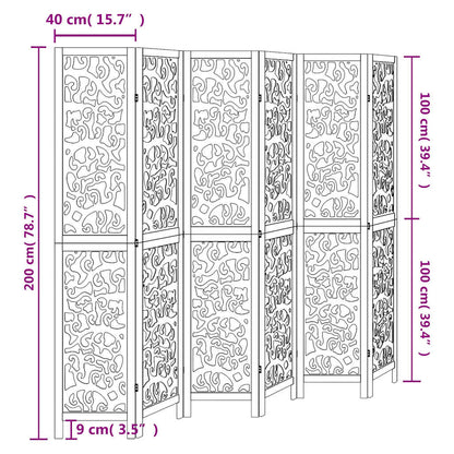 Room Divider 6 Panels White Solid Wood Paulownia