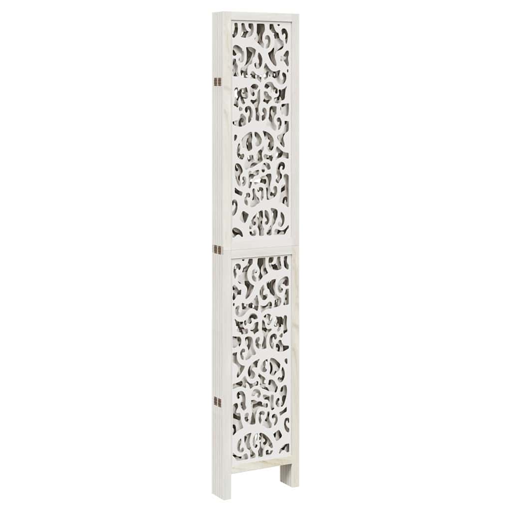 Room Divider 6 Panels White Solid Wood Paulownia