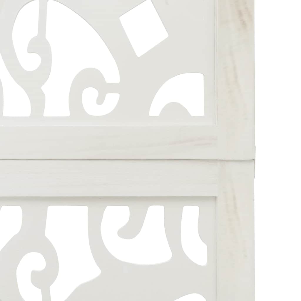 Room Divider 6 Panels White Solid Wood Paulownia