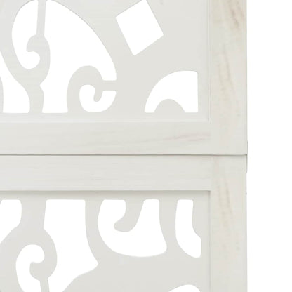 Room Divider 6 Panels White Solid Wood Paulownia