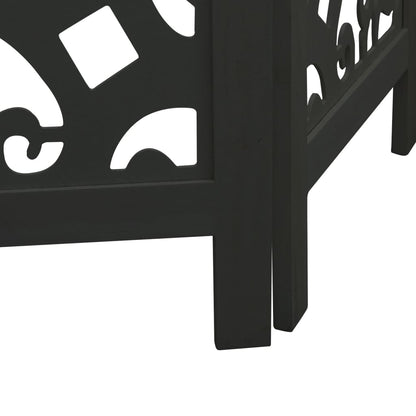 Room Divider 3 Panels Black Solid Wood Paulownia