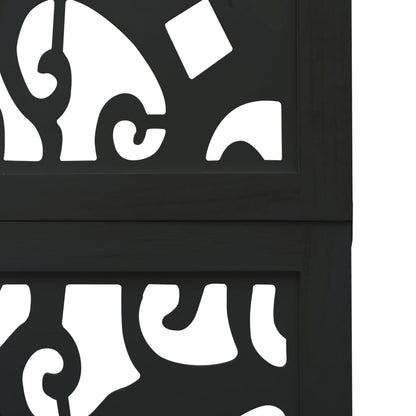Room Divider 5 Panels Black Solid Wood Paulownia