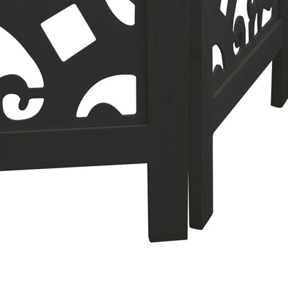 Room Divider 5 Panels Black Solid Wood Paulownia