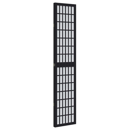 Room Divider 3 Panels Black Solid Wood Paulownia