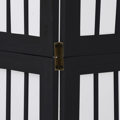 Room Divider 3 Panels Black Solid Wood Paulownia