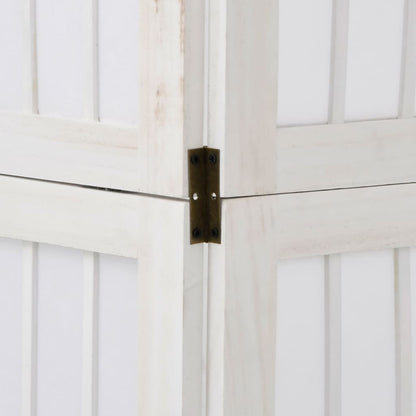 Room Divider 3 Panels White Solid Wood Paulownia