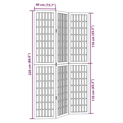 Room Divider 3 Panels White Solid Wood Paulownia
