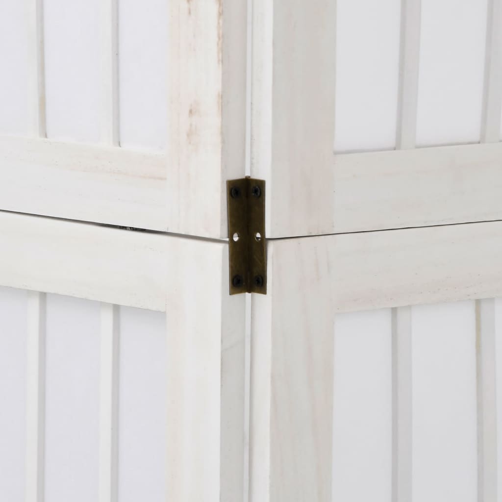 Room Divider 5 Panels White Solid Wood Paulownia
