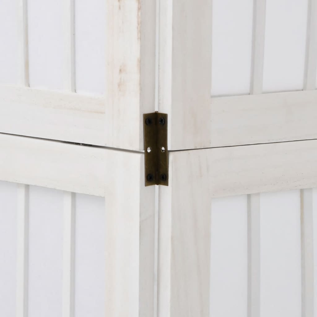 Room Divider 5 Panels White Solid Wood Paulownia