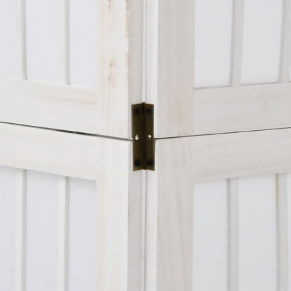 Room Divider 6 Panels White Solid Wood Paulownia