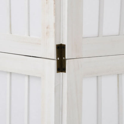 Room Divider 6 Panels White Solid Wood Paulownia