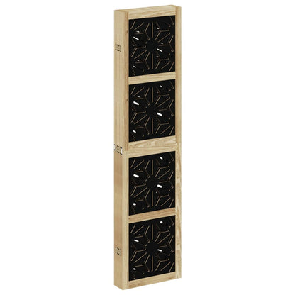 Room Divider 6 Panels Brown and Black Solid Wood Paulownia