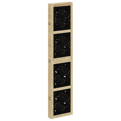 Room Divider 6 Panels Brown and Black Solid Wood Paulownia